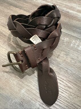 Hollister Brown leather braided belt XS